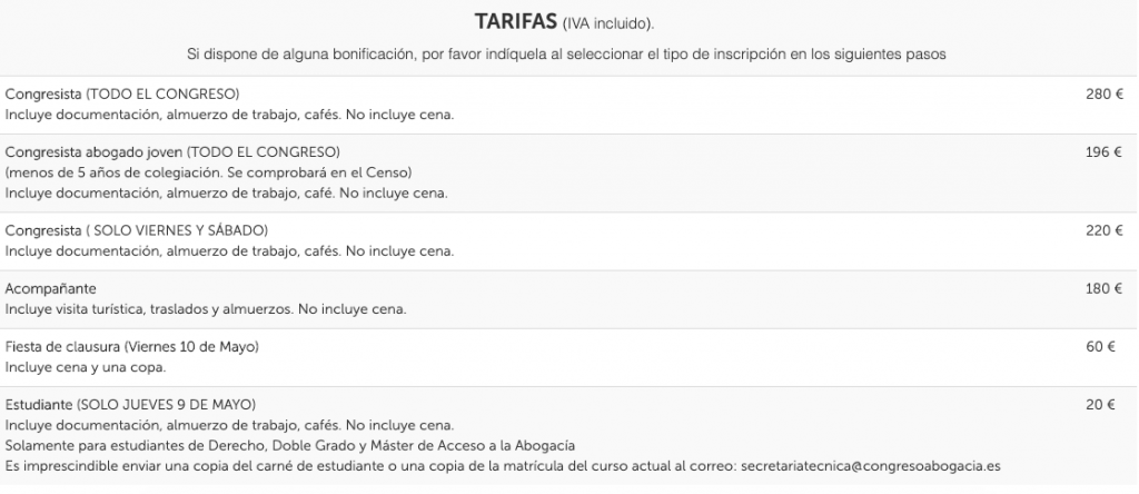 Costos del Congreso