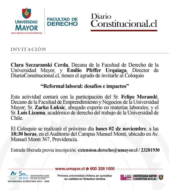 2 de noviembre: Reforma Laboral en Derecho U. Mayor