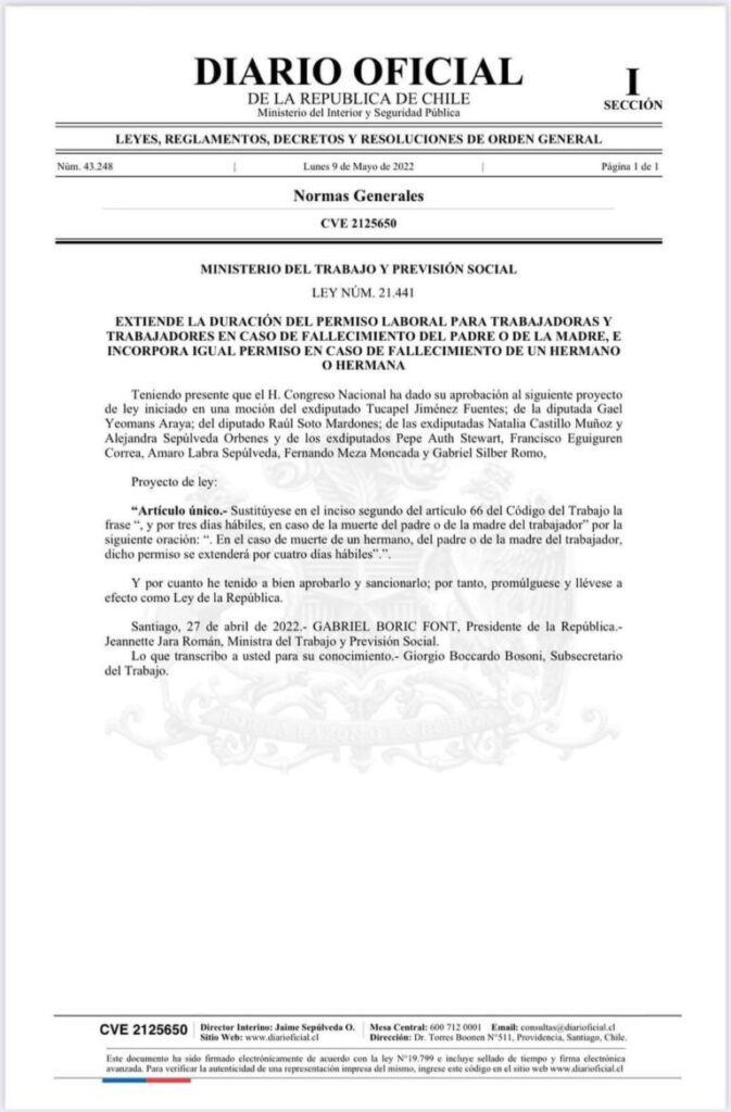 permiso laboral por muerte de familiares